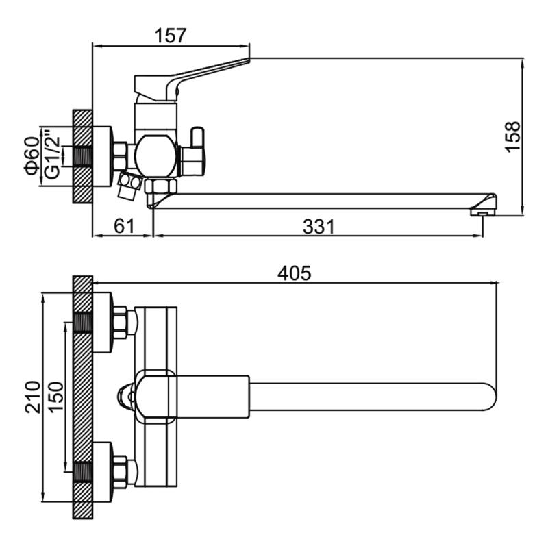 Смеситель для ванны Ledeme L2285D