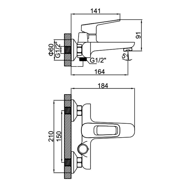 Смеситель для ванны Ledeme L3282