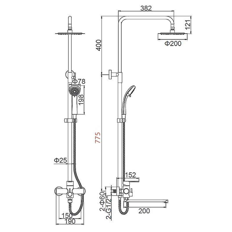 Душевая стойка Ledeme L72403-1