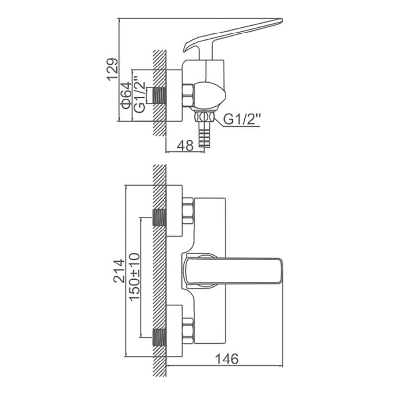Смеситель для душа Ledeme L2074WR