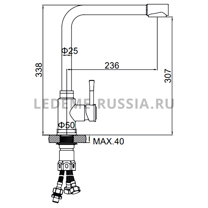 L74155 3 ledeme смеситель для кухни с подключением фильтра питьевой воды