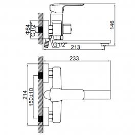 Смеситель для ванны Ledeme L3158