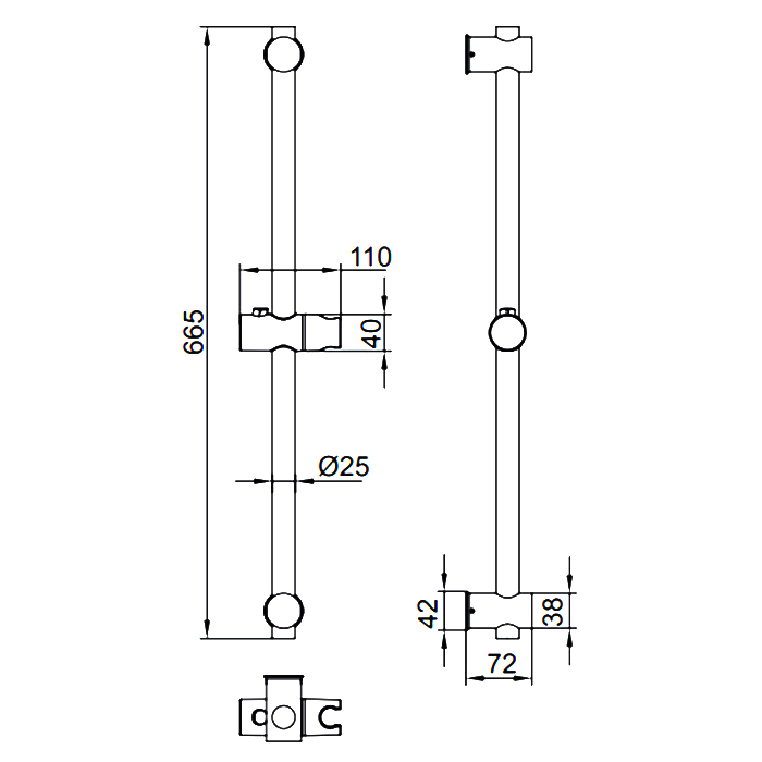 Душевая штанга Ledeme L78001B-3