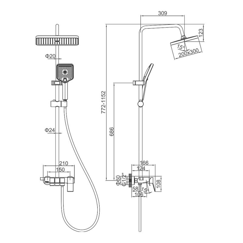 Душевая стойка Ledeme L2425B-1