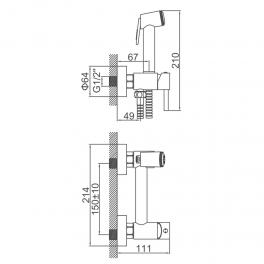 Смеситель с гигиеническим душем Ledeme L75398-6